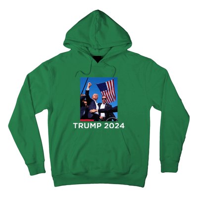 Trump 2024 Campaign Rally – Fist Pumping With American Flag Hoodie