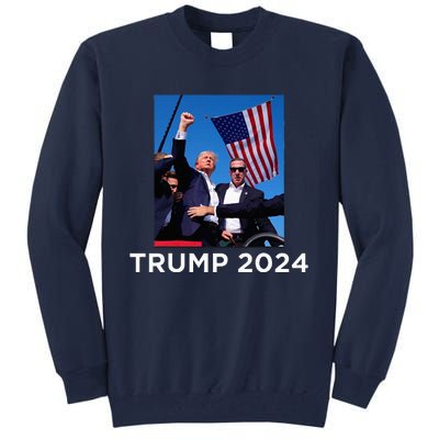 Trump 2024 Campaign Rally – Fist Pumping With American Flag Tall Sweatshirt