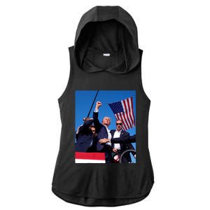 Trump 2024 Donald Trump Fist Pump Ladies PosiCharge Tri-Blend Wicking Draft Hoodie Tank