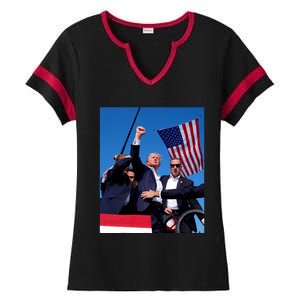 Trump 2024 Donald Trump Fist Pump Ladies Halftime Notch Neck Tee