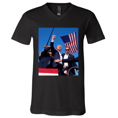 Trump 2024 Donald Trump Fist Pump V-Neck T-Shirt