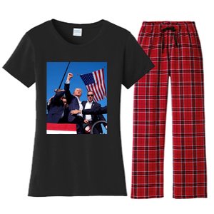 Trump 2024 Donald Trump Fist Pump Women's Flannel Pajama Set