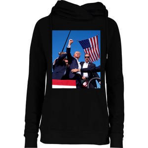 Trump 2024 Donald Trump Fist Pump Womens Funnel Neck Pullover Hood