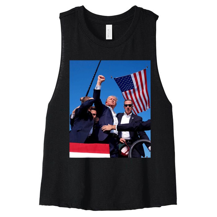 Trump 2024 Donald Trump Fist Pump Women's Racerback Cropped Tank