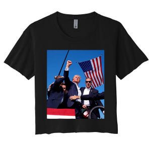 Trump 2024 Donald Trump Fist Pump Women's Crop Top Tee