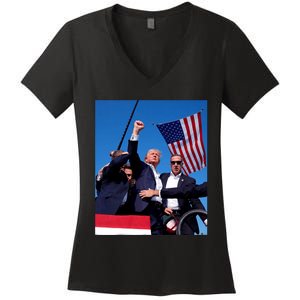 Trump 2024 Donald Trump Fist Pump Women's V-Neck T-Shirt