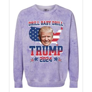 Trump 2024 Drill Baby Drill Us Flag Republican 4th Of July Colorblast Crewneck Sweatshirt