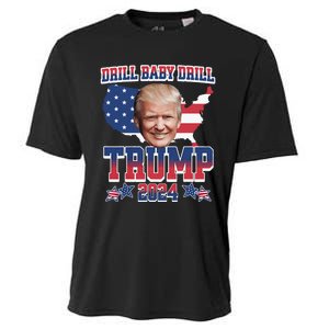 Trump 2024 Drill Baby Drill Us Flag Republican 4th Of July Cooling Performance Crew T-Shirt