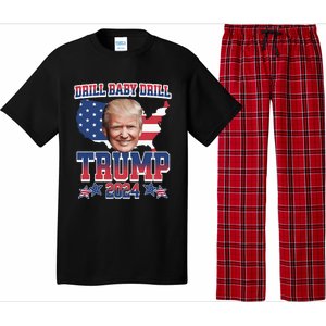 Trump 2024 Drill Baby Drill Us Flag Republican 4th Of July Pajama Set