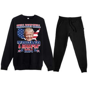 Trump 2024 Drill Baby Drill Us Flag Republican 4th Of July Premium Crewneck Sweatsuit Set