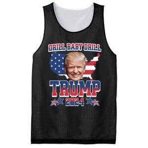 Trump 2024 Drill Baby Drill Us Flag Republican 4th Of July Mesh Reversible Basketball Jersey Tank