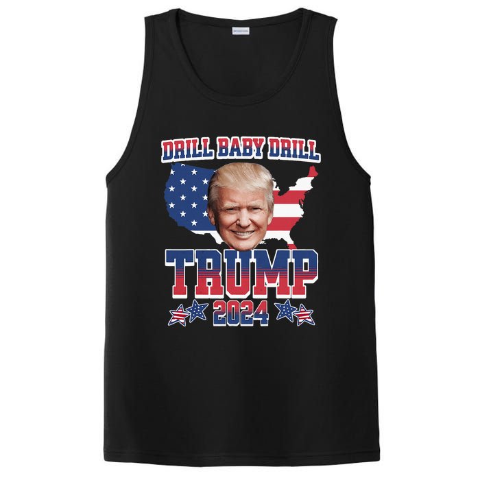 Trump 2024 Drill Baby Drill Us Flag Republican 4th Of July PosiCharge Competitor Tank