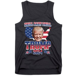 Trump 2024 Drill Baby Drill Us Flag Republican 4th Of July Tank Top