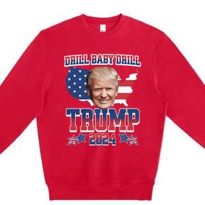 Trump 2024 Drill Baby Drill Us Flag Republican 4th Of July Premium Crewneck Sweatshirt