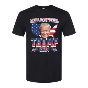 Trump 2024 Drill Baby Drill Us Flag Republican 4th Of July Softstyle CVC T-Shirt