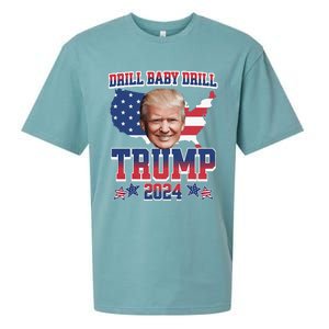 Trump 2024 Drill Baby Drill Us Flag Republican 4th Of July Sueded Cloud Jersey T-Shirt