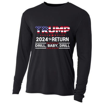 Trump 2024 Drill Baby Drill Us Flag Republican 4th Of July Cooling Performance Long Sleeve Crew
