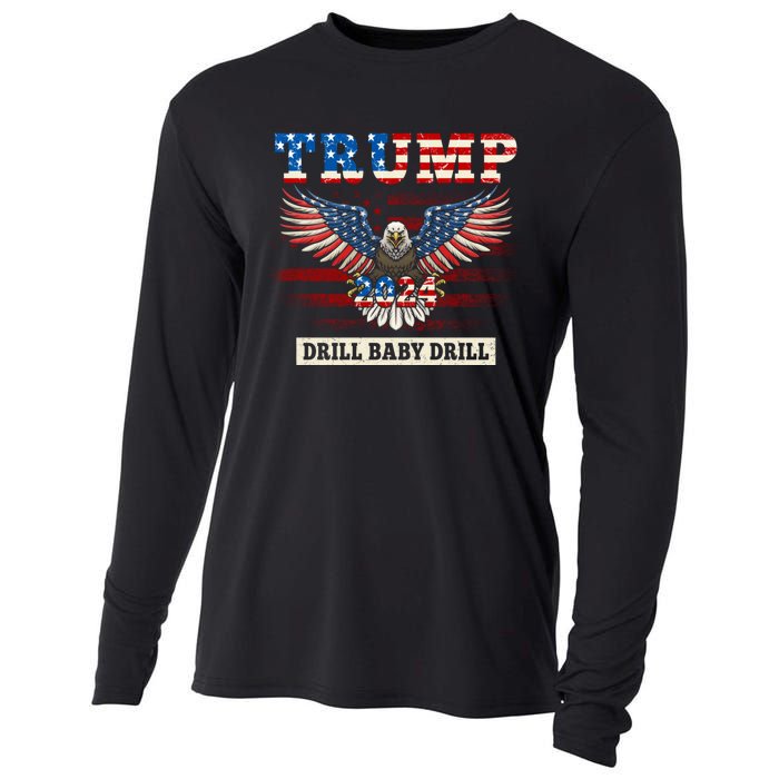 Trump 2024 Drill Baby Drill Funny Pro Trump Cooling Performance Long Sleeve Crew