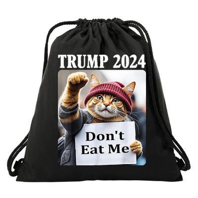 Trump 2024 Dont Eat Me Funny Cat Election Drawstring Bag