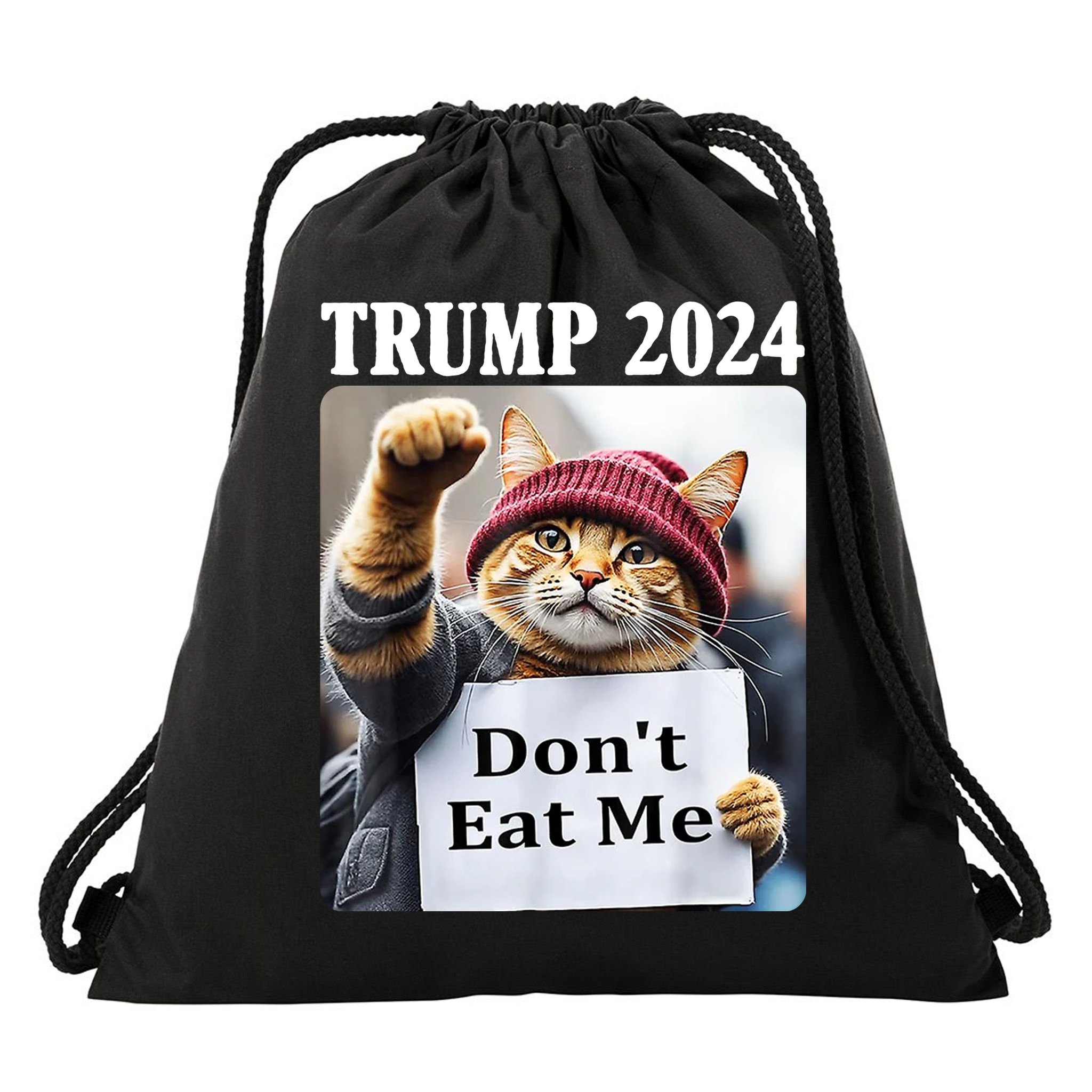 Trump 2024 Dont Eat Me Funny Cat Election Drawstring Bag