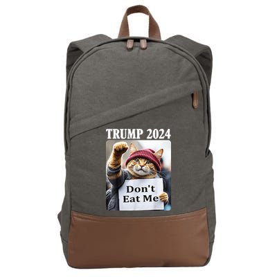 Trump 2024 Dont Eat Me Funny Cat Election Cotton Canvas Backpack