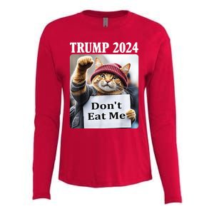 Trump 2024 Dont Eat Me Funny Cat Election Womens Cotton Relaxed Long Sleeve T-Shirt