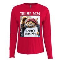 Trump 2024 Dont Eat Me Funny Cat Election Womens Cotton Relaxed Long Sleeve T-Shirt