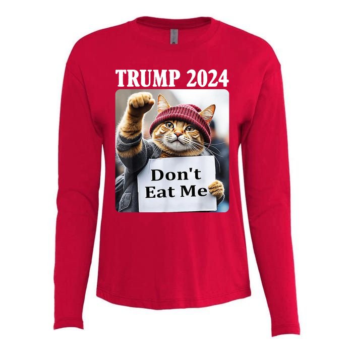 Trump 2024 Dont Eat Me Funny Cat Election Womens Cotton Relaxed Long Sleeve T-Shirt