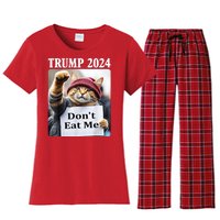 Trump 2024 Dont Eat Me Funny Cat Election Women's Flannel Pajama Set