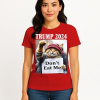 Trump 2024 Dont Eat Me Funny Cat Election Womens T-Shirt