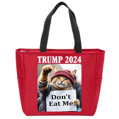 Trump 2024 Dont Eat Me Funny Cat Election Zip Tote Bag