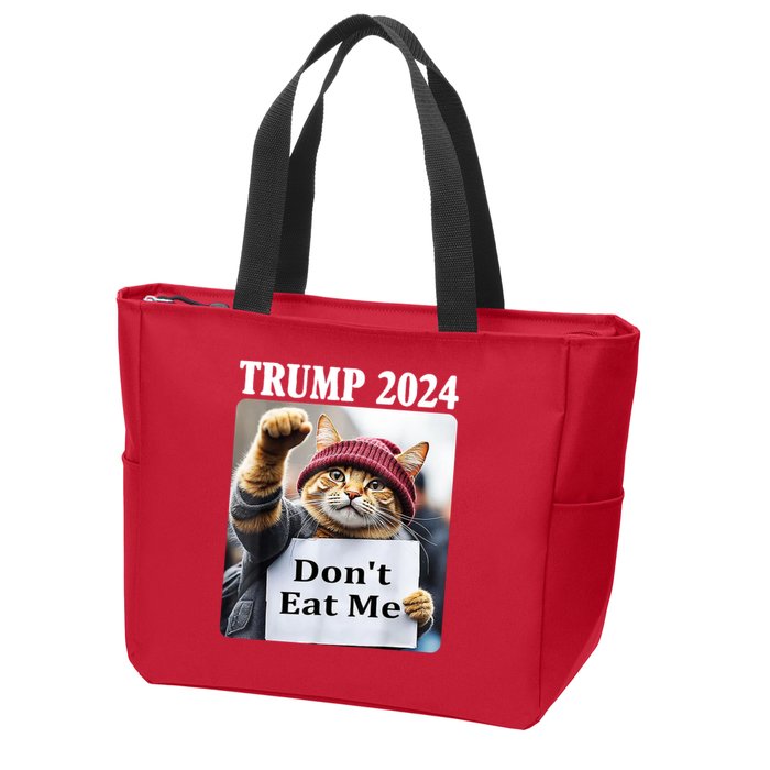 Trump 2024 Dont Eat Me Funny Cat Election Zip Tote Bag