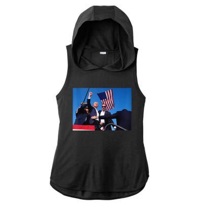 Trump 2024 Donald Trump Fist Pump Ladies PosiCharge Tri-Blend Wicking Draft Hoodie Tank