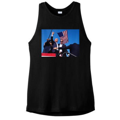 Trump 2024 Donald Trump Fist Pump Ladies PosiCharge Tri-Blend Wicking Tank