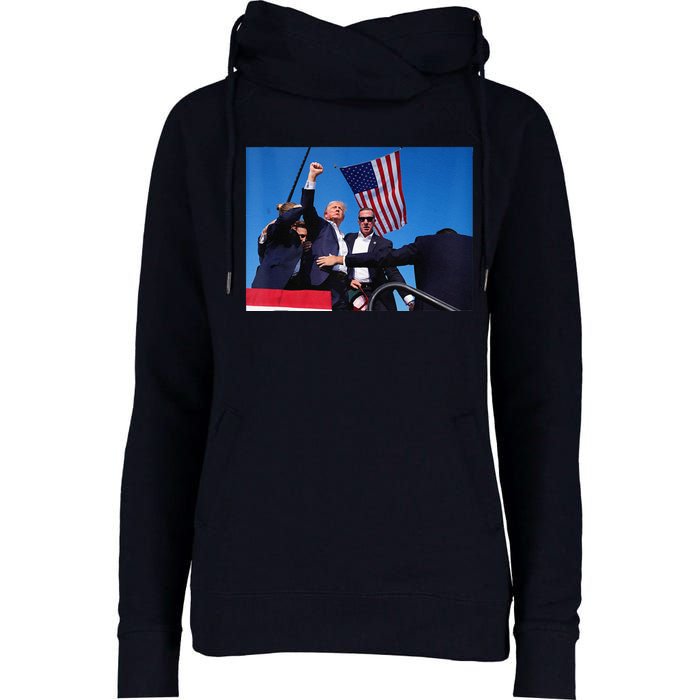 Trump 2024 Donald Trump Fist Pump Womens Funnel Neck Pullover Hood