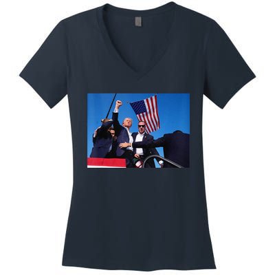 Trump 2024 Donald Trump Fist Pump Women's V-Neck T-Shirt