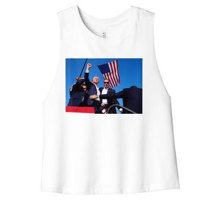 Trump 2024 Donald Trump Fist Pump Women's Racerback Cropped Tank