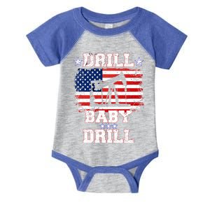 Trump 2024 Drill Drill Us Flag Republican 4th Of July Gift Infant Baby Jersey Bodysuit