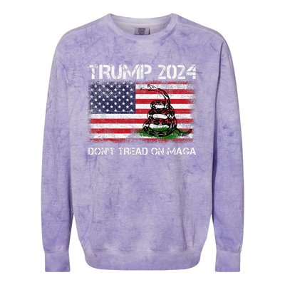 Trump 2024 DonT Tread On Maga American Us Flag Snake Colorblast Crewneck Sweatshirt