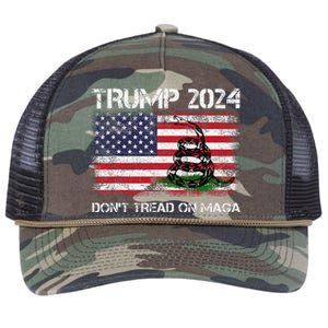 Trump 2024 DonT Tread On Maga American Us Flag Snake Retro Rope Trucker Hat Cap