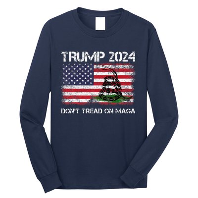 Trump 2024 DonT Tread On Maga American Us Flag Snake Long Sleeve Shirt