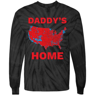 Trump 2024 DaddyS Home Trump Won 2024 Electoral College Map Tie-Dye Long Sleeve Shirt