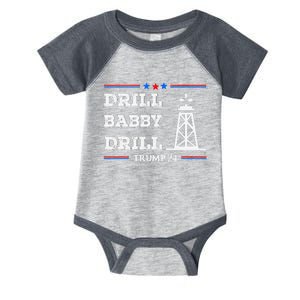 Trump 2024 Drill Baby Drill Gas Oil Rig Illustration Infant Baby Jersey Bodysuit