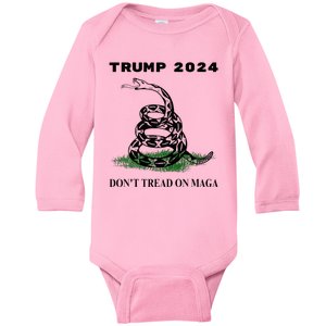 Trump 2024 DonT Tread On Maga Snake Rattlesnake On Grass.Png Baby Long Sleeve Bodysuit