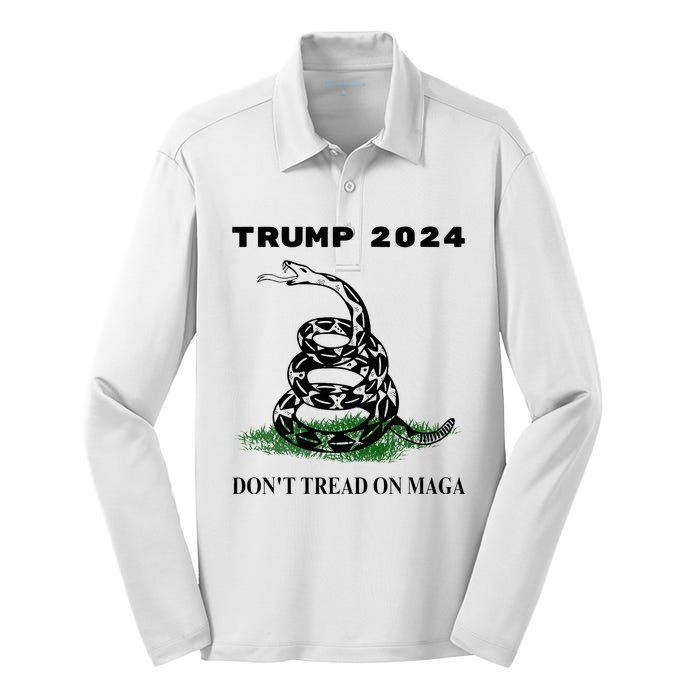 Trump 2024 DonT Tread On Maga Snake Rattlesnake On Grass.Png Silk Touch Performance Long Sleeve Polo