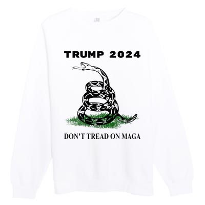 Trump 2024 DonT Tread On Maga Snake Rattlesnake On Grass.Png Premium Crewneck Sweatshirt