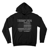 Trump 2024 Distressed American Flag Patriotic Military Hoodie