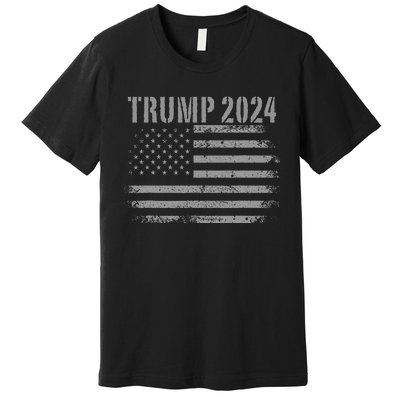 Trump 2024 Distressed American Flag Patriotic Military Premium T-Shirt