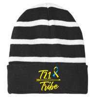 Trisomy 21 Down Syndrome Awareness Gift Striped Beanie with Solid Band