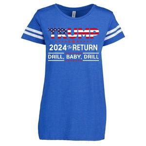 Trump 2024 Drill Baby Drill Us Flag Republican Enza Ladies Jersey Football T-Shirt